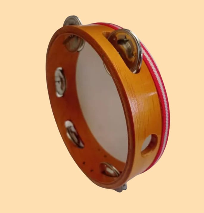 Pandereta en cuero pergamino 20 cm hilera sencilla